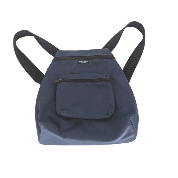 VTG 90s Y2K Kate Spade Nylon Backpack Small Navy Blue Mini Zip Pocket Preppy main image 8